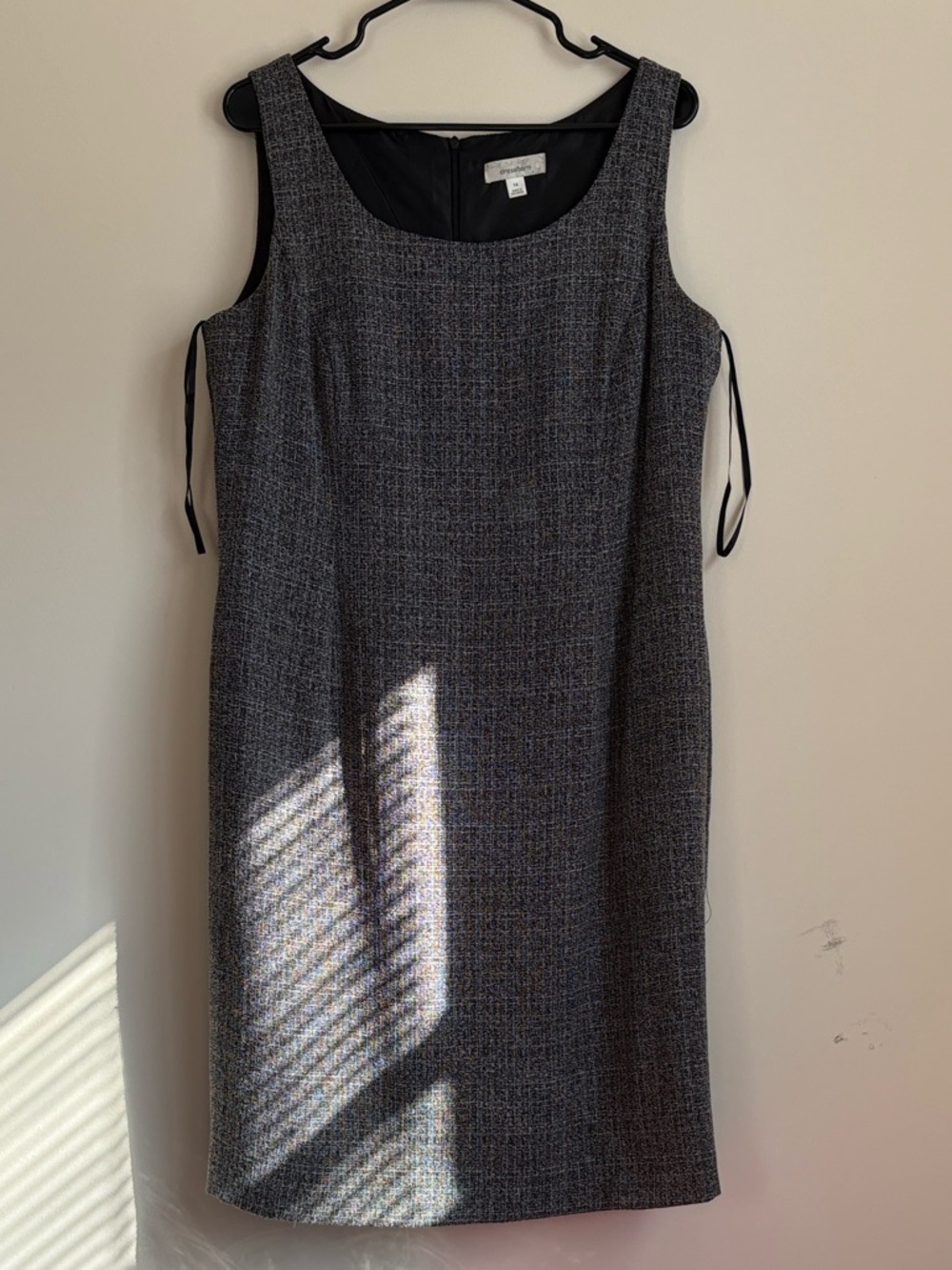 dressbarn Sleeveless Gray Tweed Midi Dress